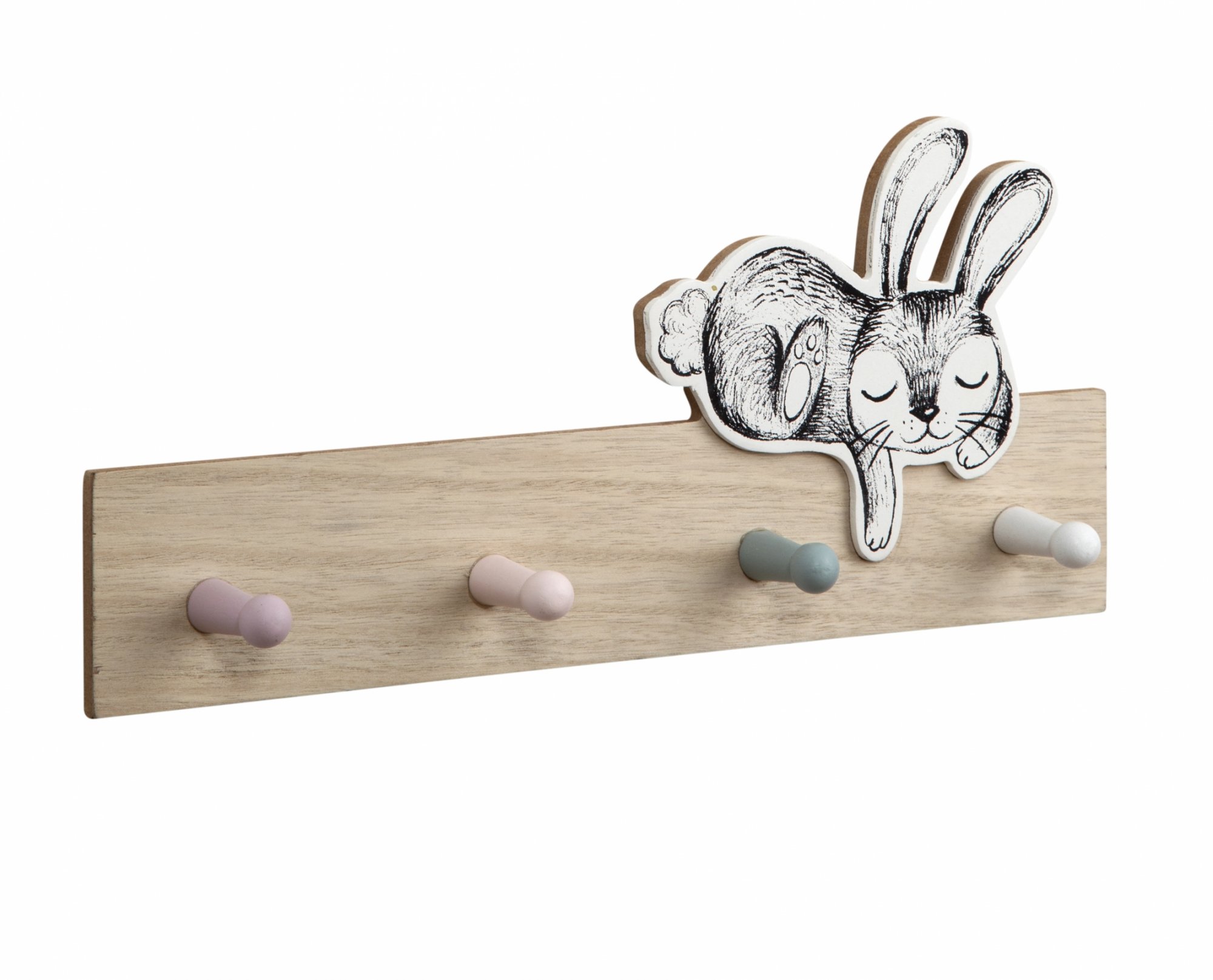 coat hook with 4 coat hooks and a rabbit