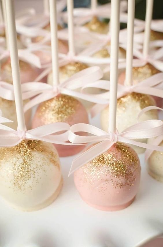 pale pink lollipops with glitter