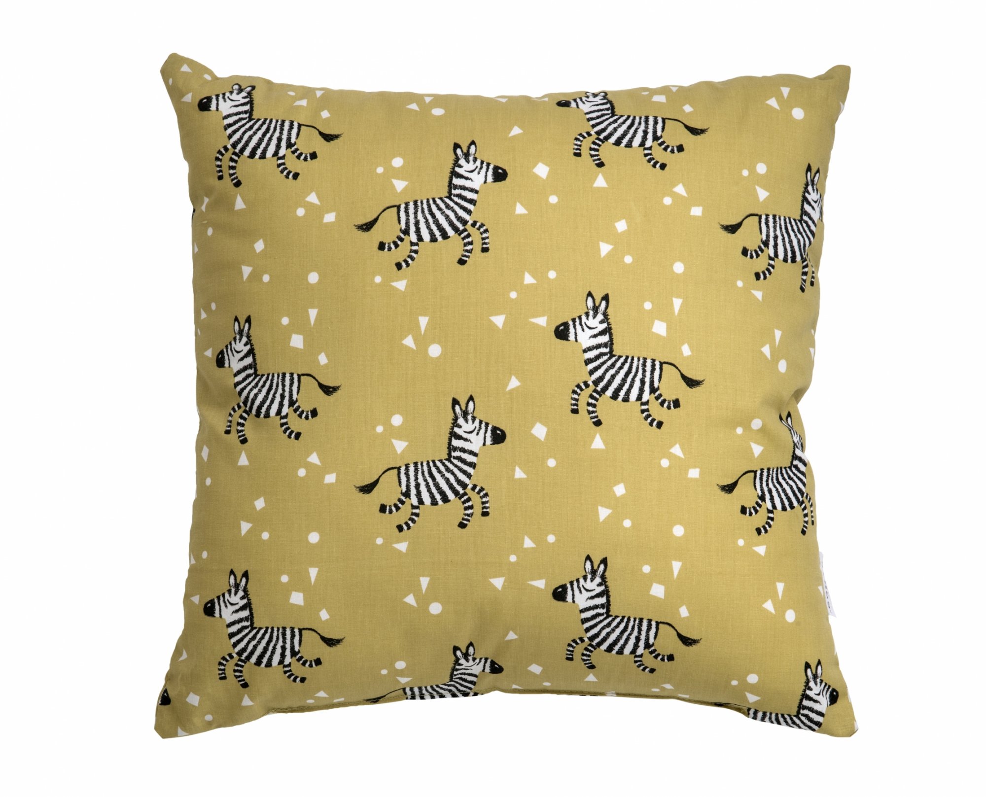 yellow cushion cover with zebras