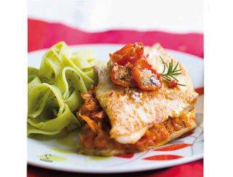 French turkey cutlets with candied tomato petals