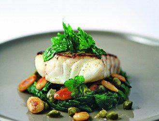 Seared Cod with Spinach and Almonds