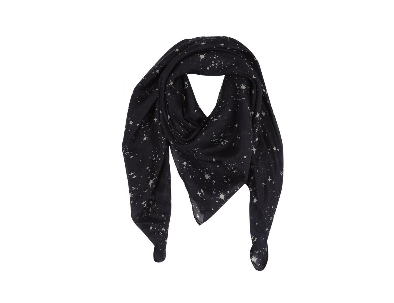 black scarf with white constellation print