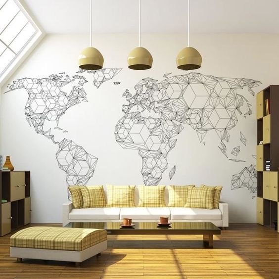 XXL world map for an effect of artwork on the wall