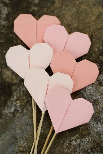 paper heart set on toothpicks