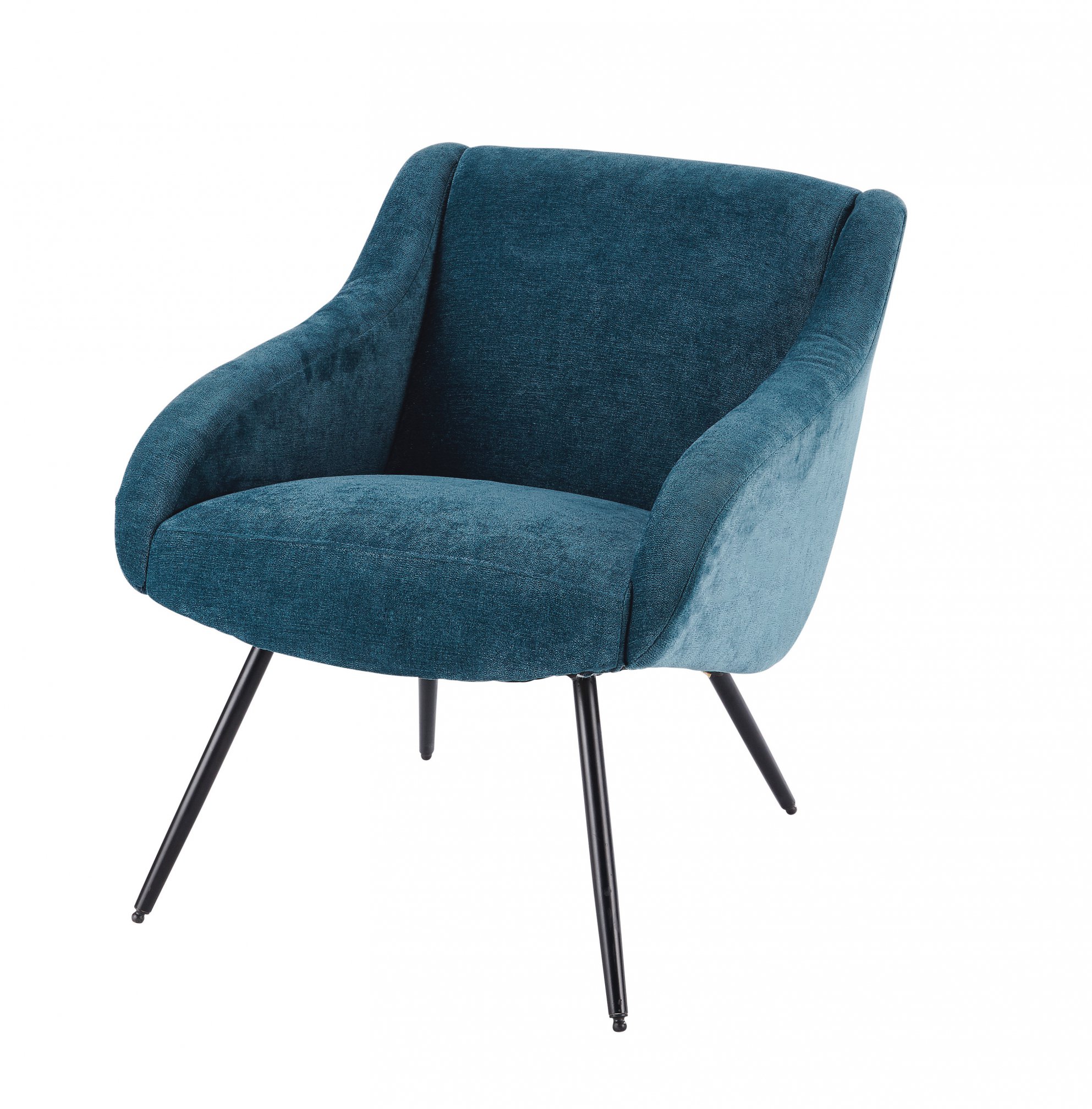 blue velvet armchair and metal