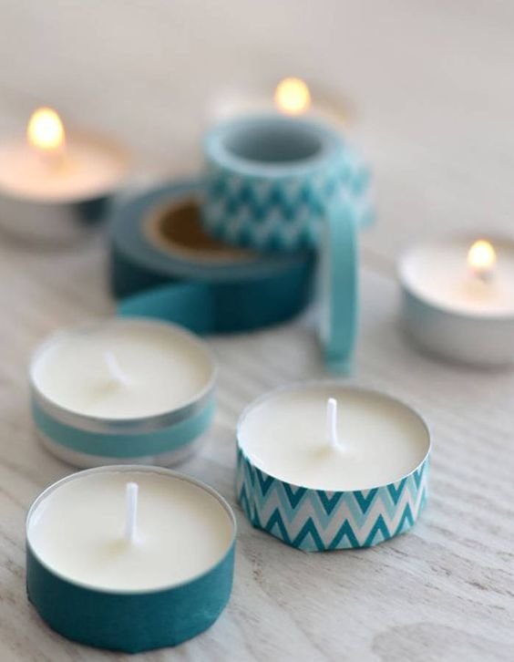 masking tape covering tealights