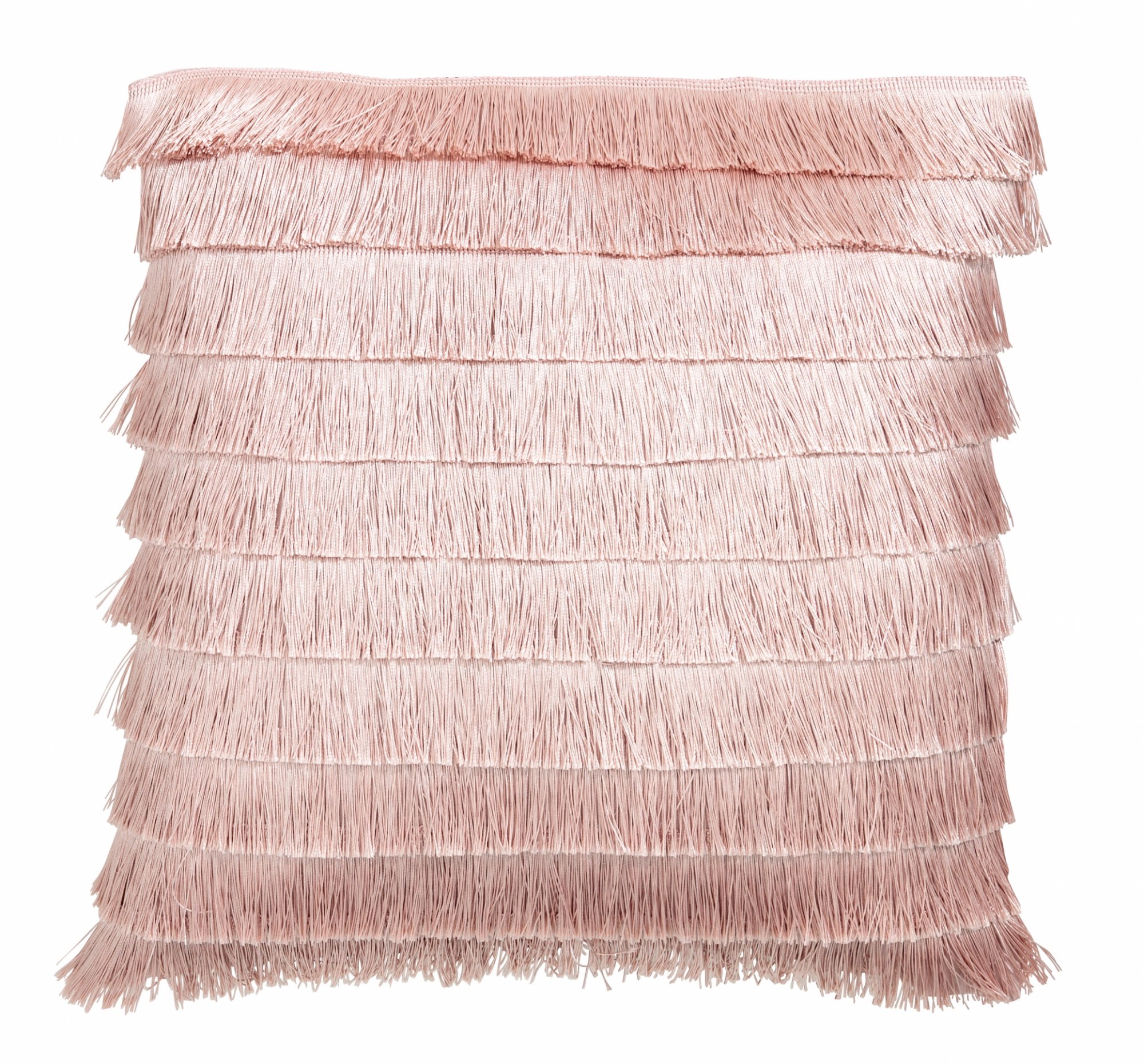 Powder pink cushion with fringes