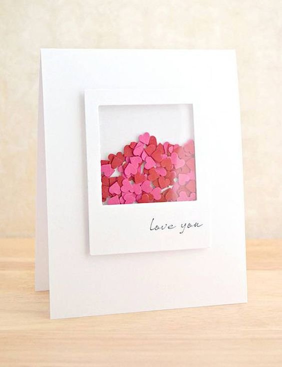 card containing heart shaped confetti