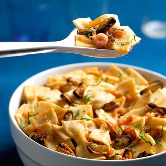 Farfalle with seafood