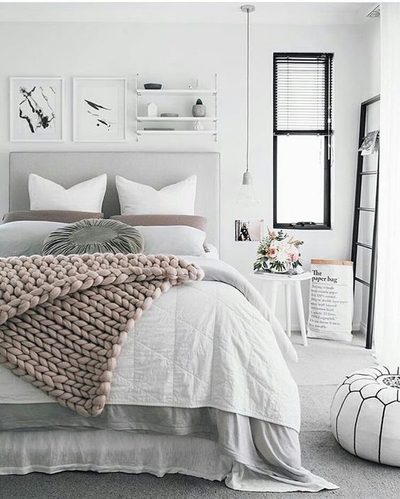 Bedroom with big wool plaid