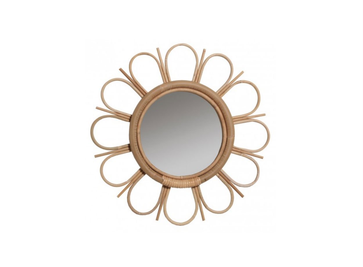 round mirror with alternation of radius and petals