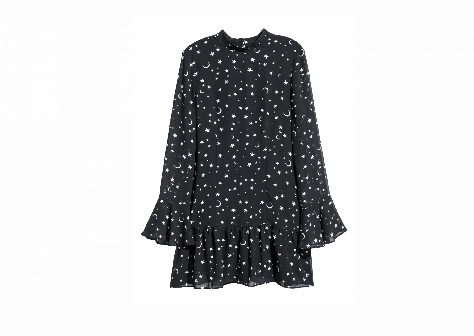 black blouse printed stars and white moons