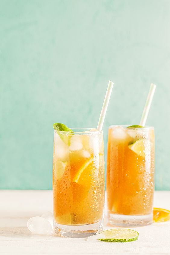 ice tea and passion fruit syrup