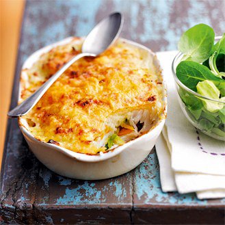 Fish gratin with vegetables