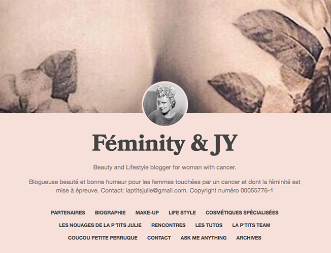 Feminity & JY blog, breast cancer, Julie Meunier.